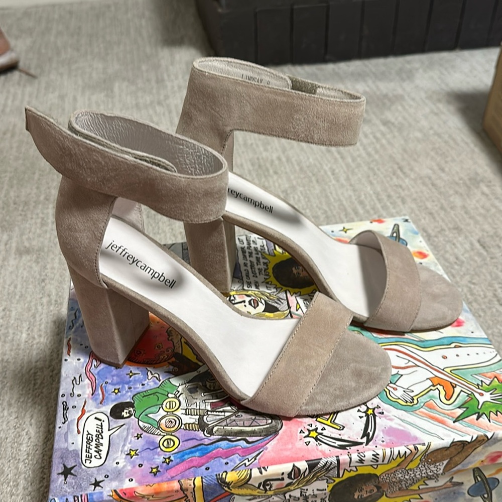 Jeffrey Campbell Lindsay Suede Taupe Heels, Size 8, Brand New